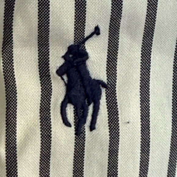 Ralph Lauren  Women’s White and Navy Striped Button-Down Shirt Size M - Picture 2 of 8